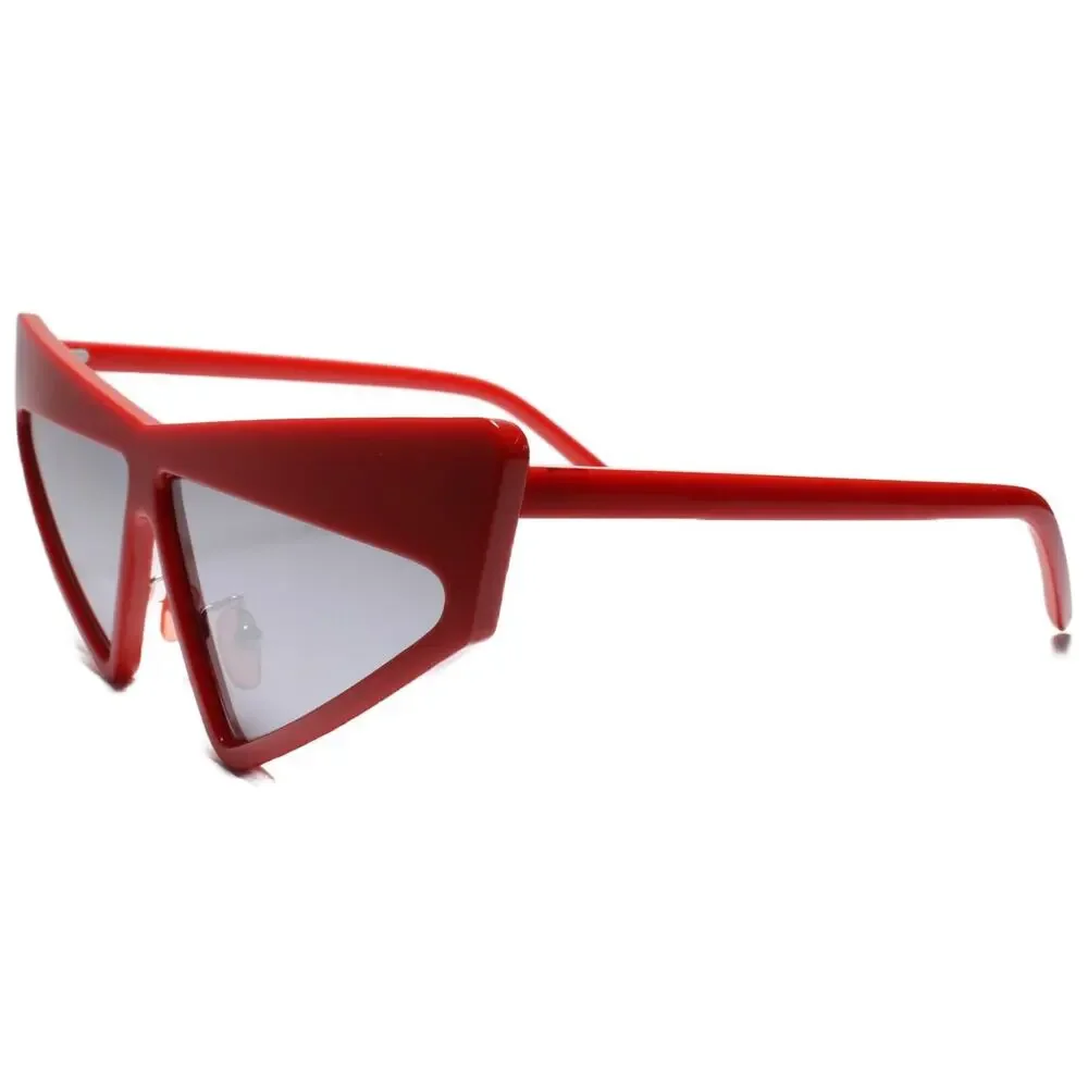 Womens Red Angular Cat Eye Sunglasses Gray Gradient Lens Retro 70s